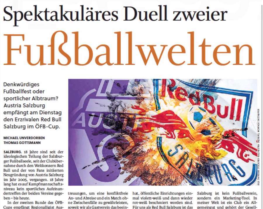 Página de jornal austríaco mostra preocupação com possível briga na partida