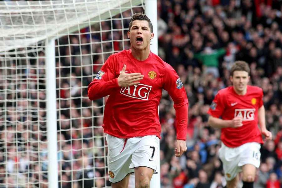 Cristiano Ronaldo playing for Manchester United in 2008 Cristiano Ronaldo playing for Manchester United in 2008
