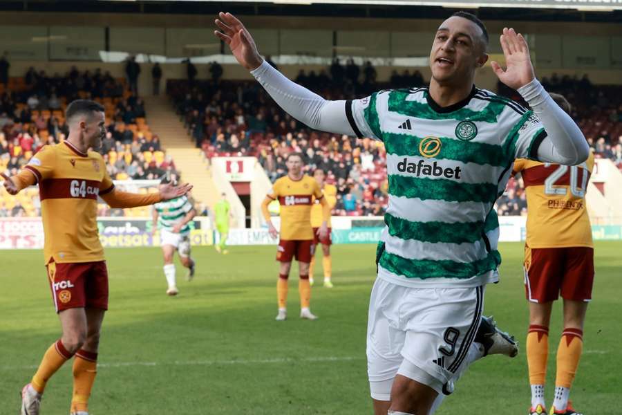 Celtic's Adam Idah celebrates scoring their side's second goal of the game