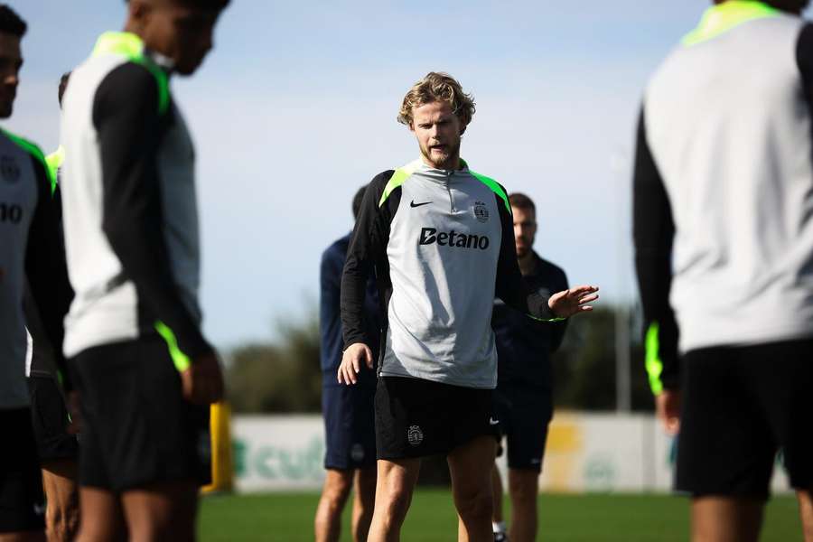 Hjulmand no treino do Sporting