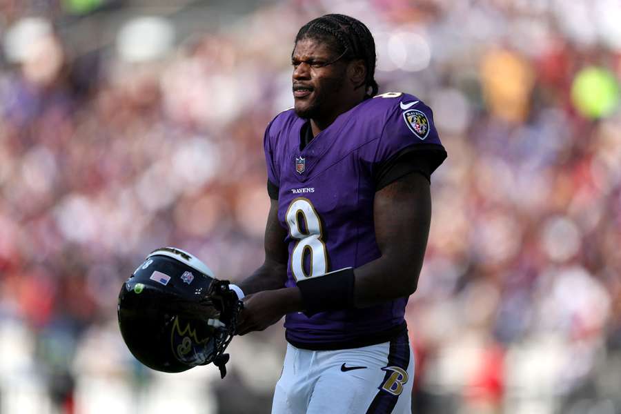 Lamar Jackson on the field against the Washington Commanders (2024)