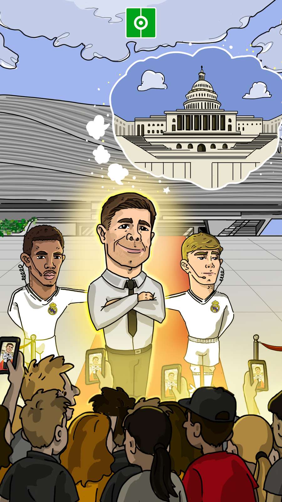 Ilustración de Xabi Alonso como el nuevo dirigente de la Casa Blanca