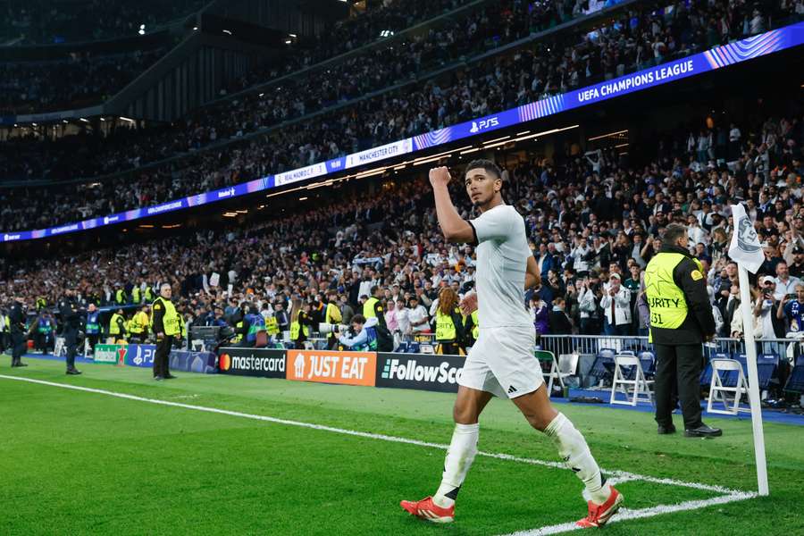 Jude Bellingham celebra el triunfo ante el Manchester City en Champions