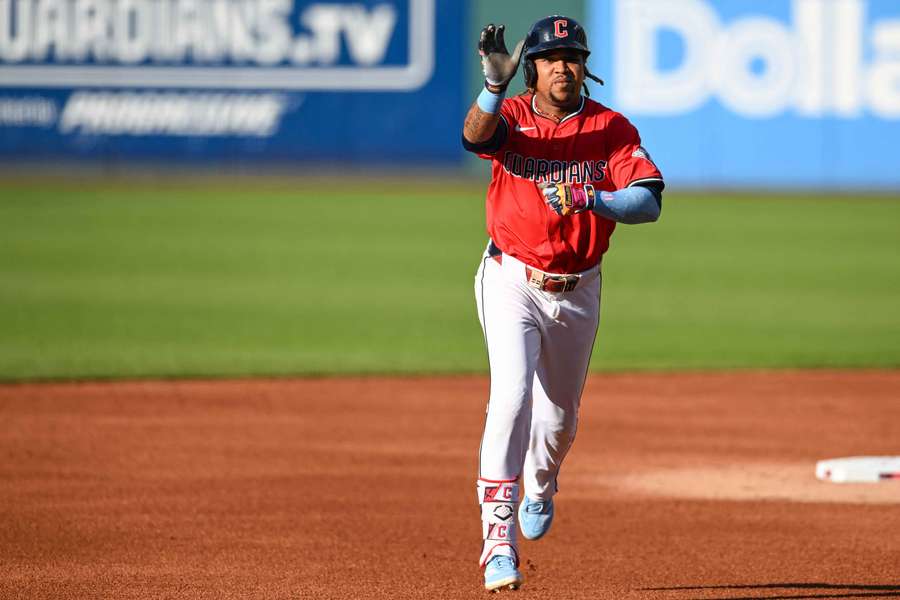 Jose Ramirez rounds the bases after a home run against the Baltimore Orioles (2025)