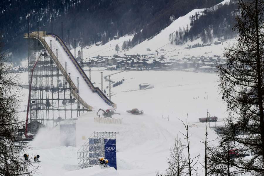 The snow park in Livigno, which will host all snowboard and freestyle skiing events as part of the Milano Cortina 2026 Olympic Games