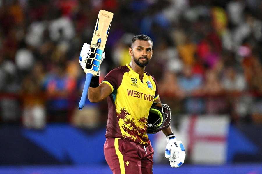 West Indies' Nicholas Pooran after being run out just short of a century