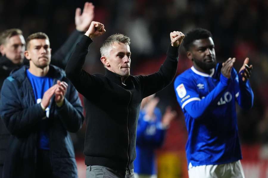 Ipswich manager Kieran McKenna celebrates his side's win