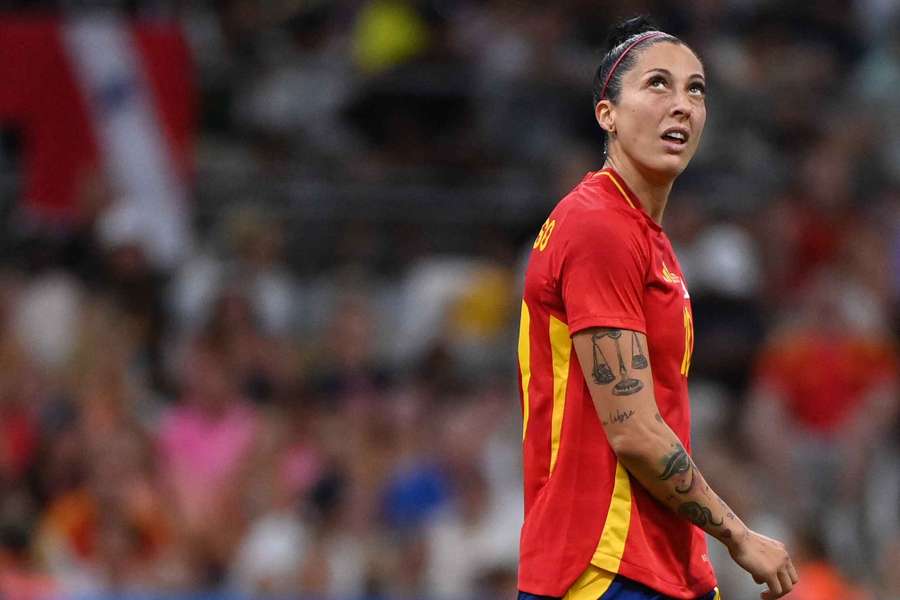 Jennifer Hermoso looks on in the women's semi-final football match between Brazil and Spain