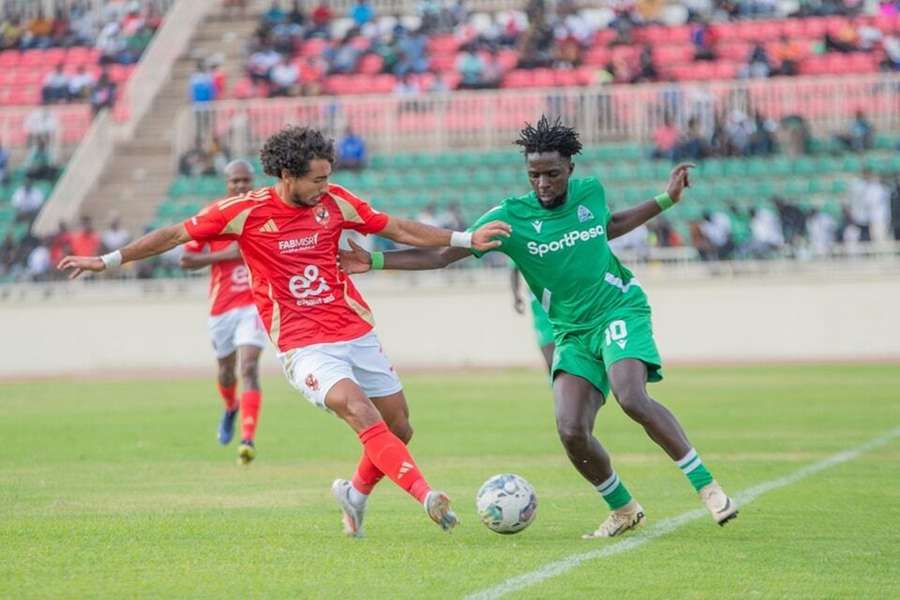 Gor Mahia midfielder Austin Odhiambo against Al Ahly