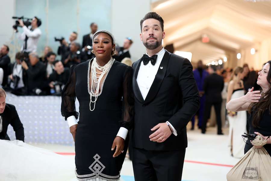 US tennis player Serena Williams and her husband Alexis Ohanian arrive at the Met Gala, where they confirmed she is expecting another child