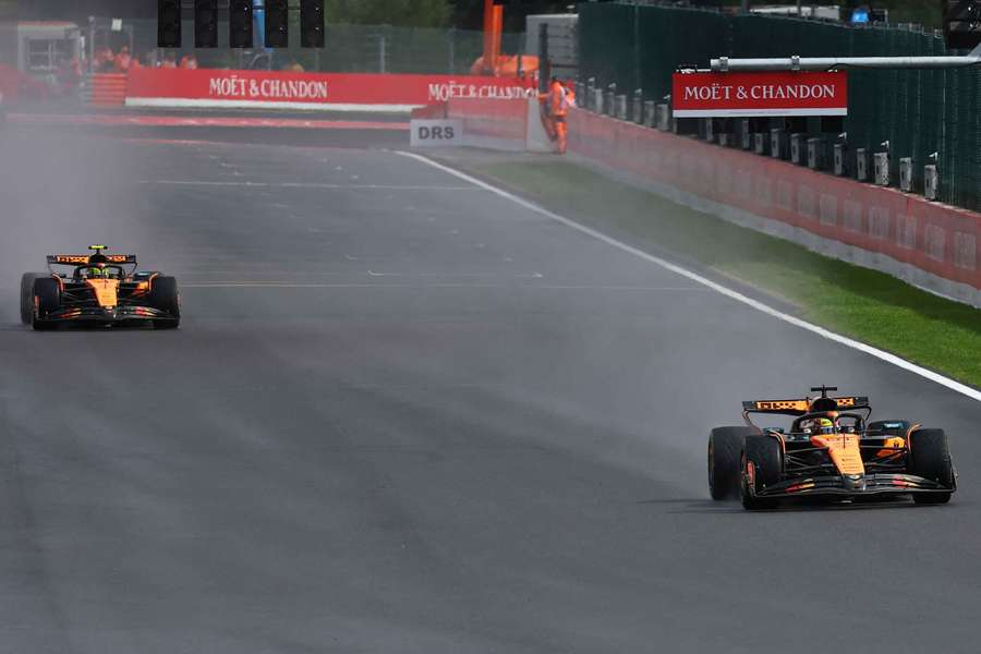 Oscar Piastri and Lando Norris during the Belgian Grand Prix