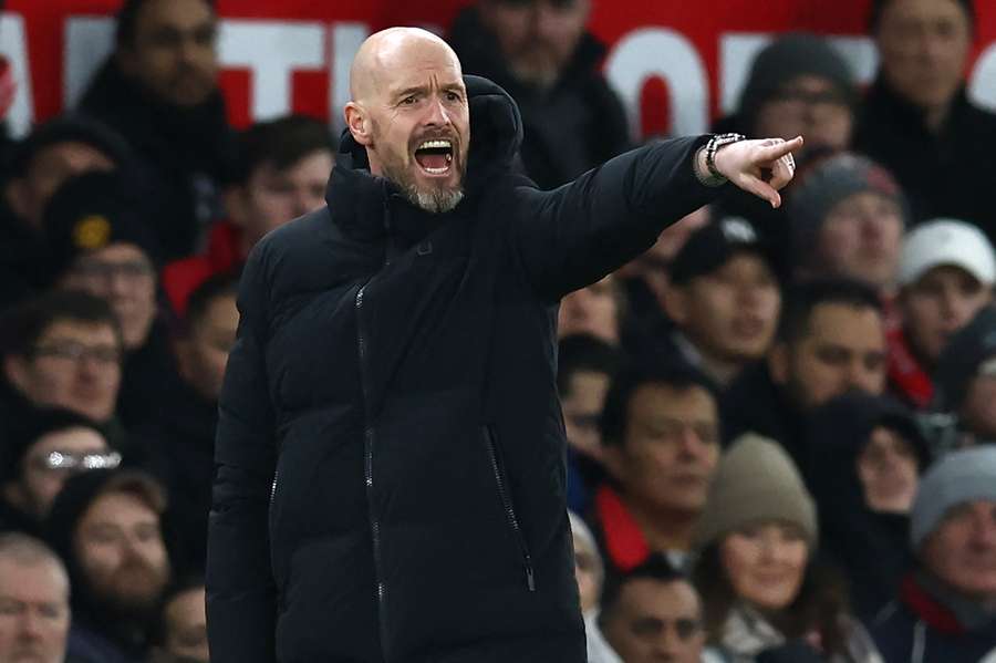 Manchester United's Dutch manager Erik ten Hag gestures on the touchline Manchester United's Dutch manager Erik ten Hag gestures on the touchline