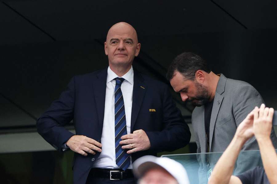 FIFA President Infantino looks on 