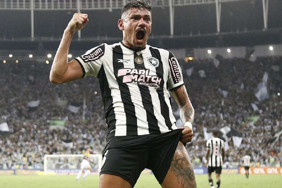 Tiquinho celebra gol em empate do Botafogo com o Criciúma