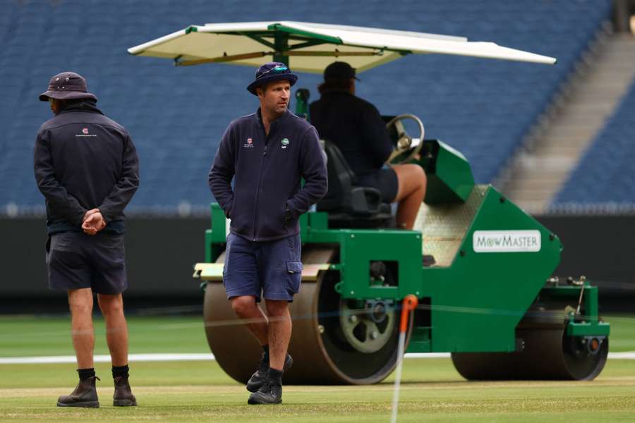 MCG head curator Matt Page looks on during Christmas Eve preparations.