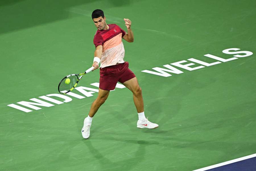 Carlos Alcaraz in action at Indian Wells.