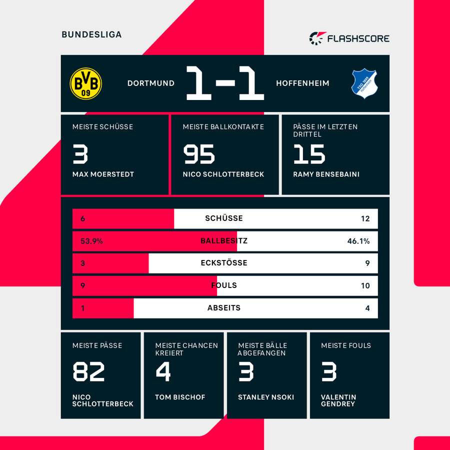 Statistiken Dortmund vs. Hoffenheim