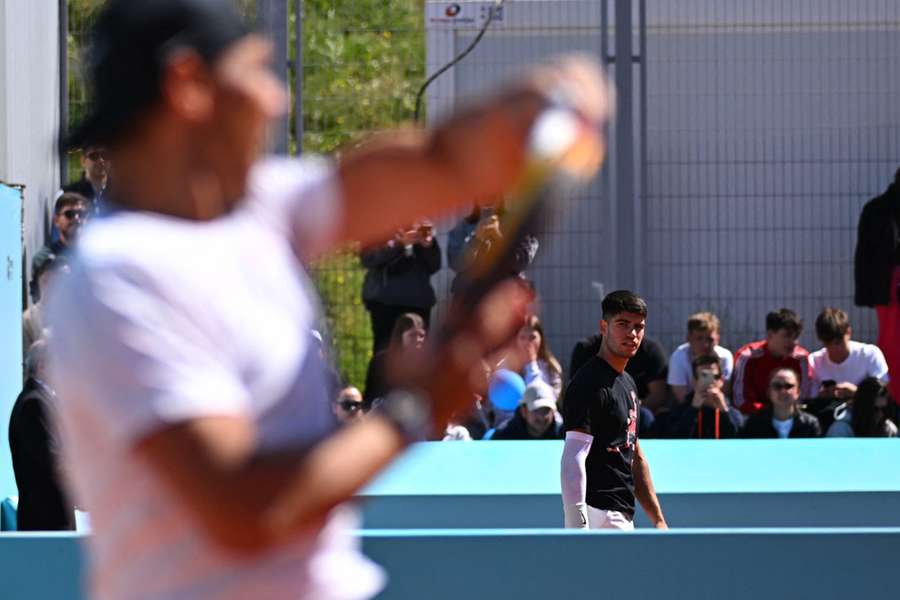 Alcaraz (R) and Nadal (L) in Madrid