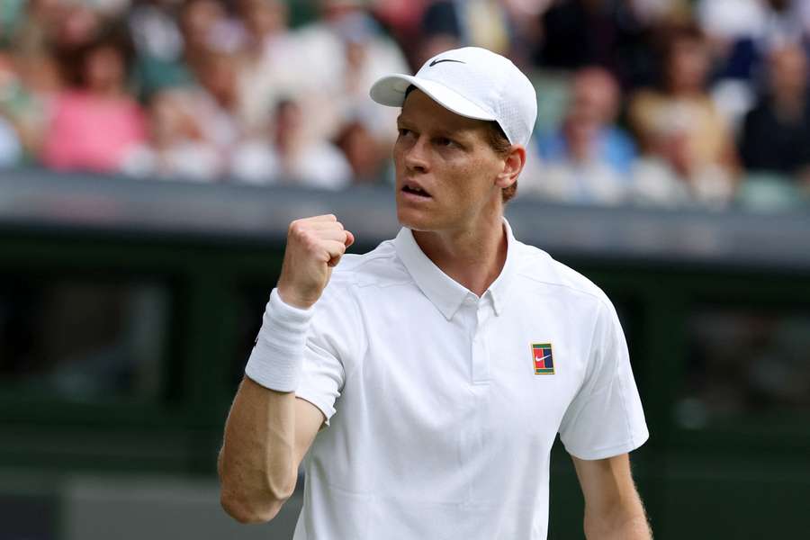 Jannik Sinner of Italy celebrates 