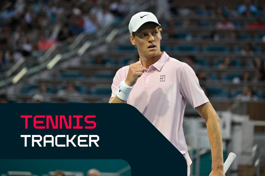 Jannik Sinner reacts during Miami Open semi-finals