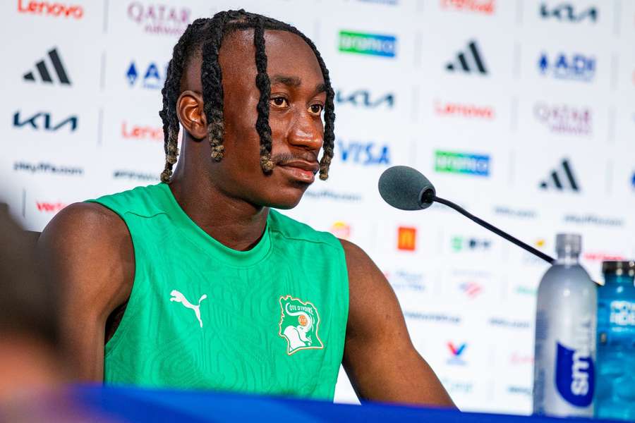 Ivory Coast's Diomande addresses the media
