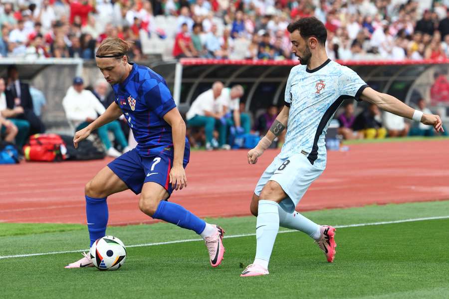 Bruno Fernandes in action against Croatia during a pre-Euro friendly