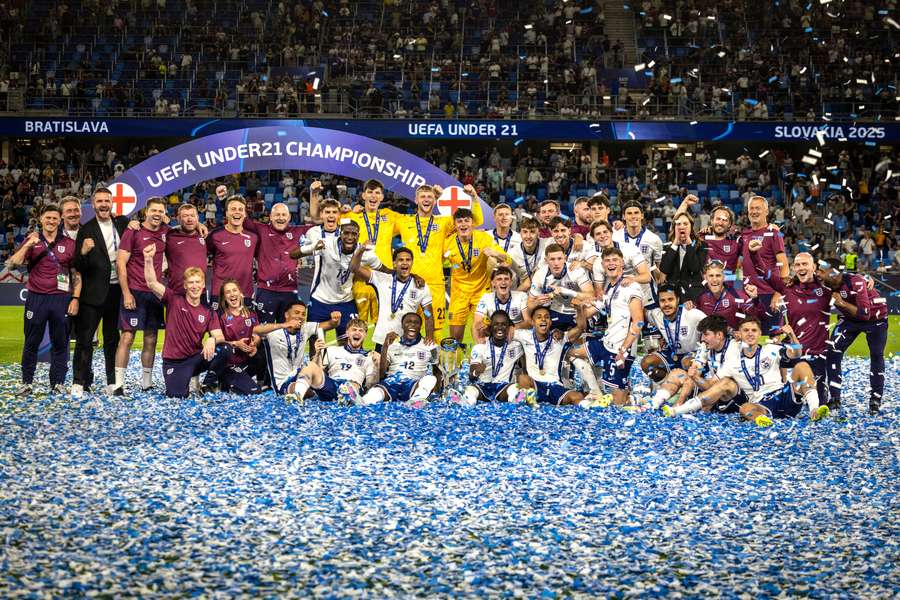 England celebrate their triumph