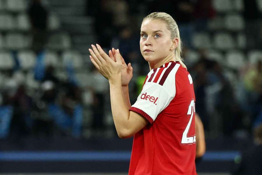 Arsenal's Alessia Russo reacts after the match Arsenal's Alessia Russo reacts after the match