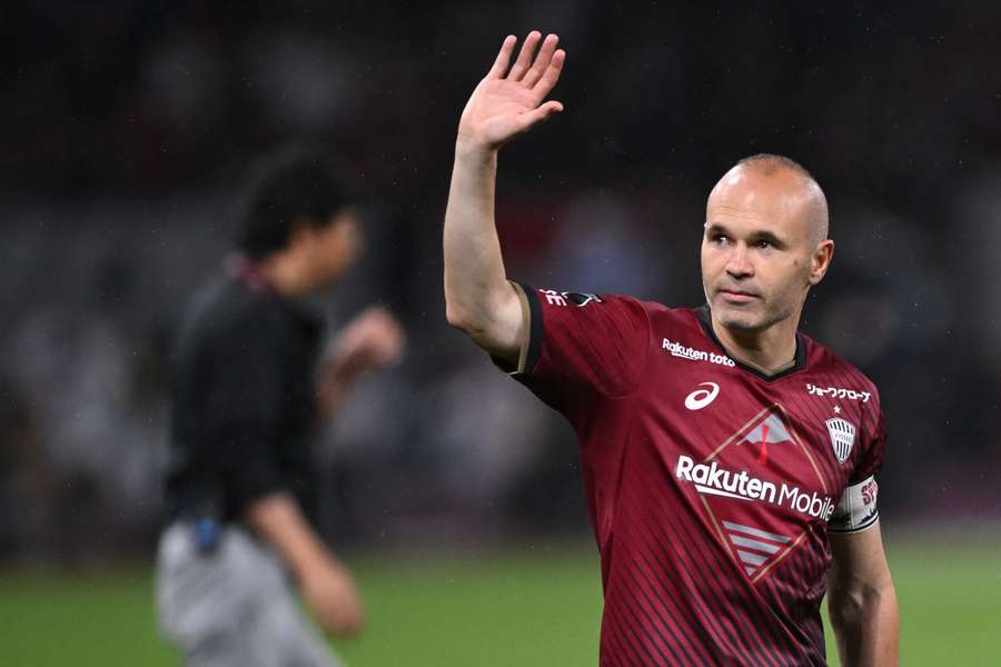 Andres Iniesta waves goodbye to the fans