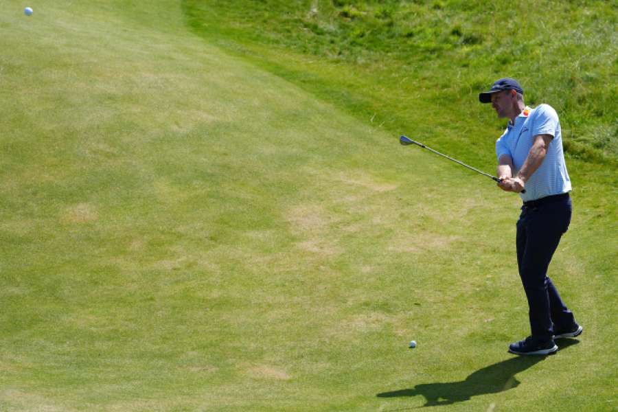 Justin Rose in action during practice