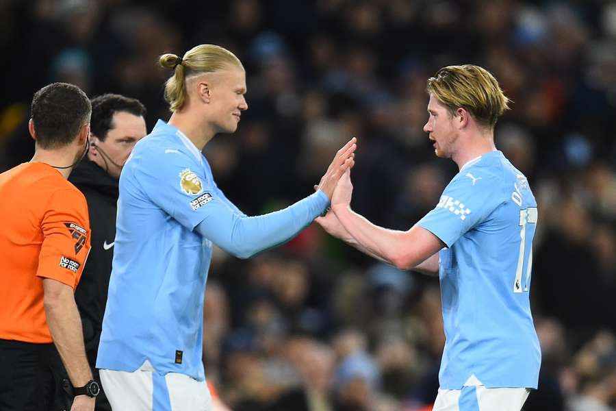 Haaland entrou no lugar de De Bruyne no segundo tempo