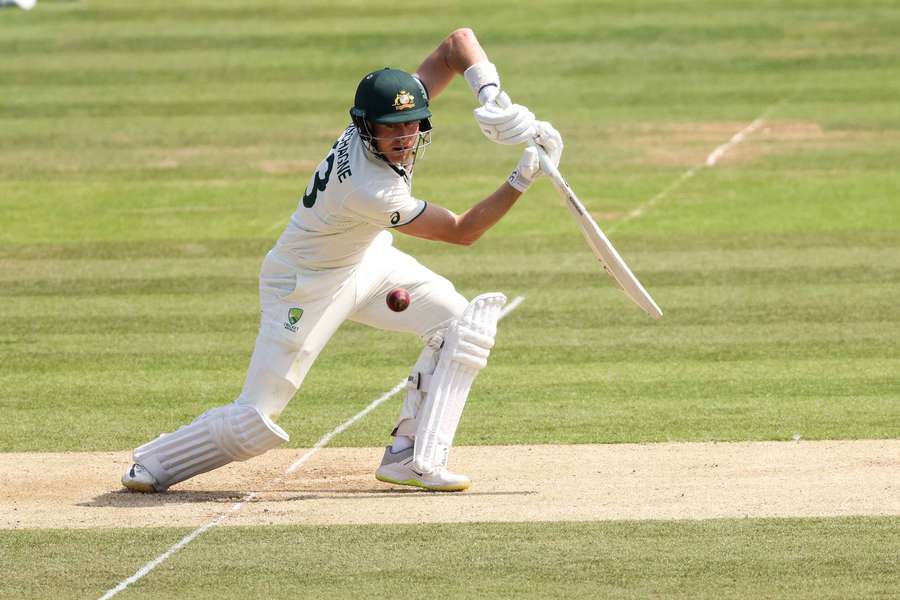 Marnus Labuschagne plays a shot during the World Test Championship final against South Africa. 