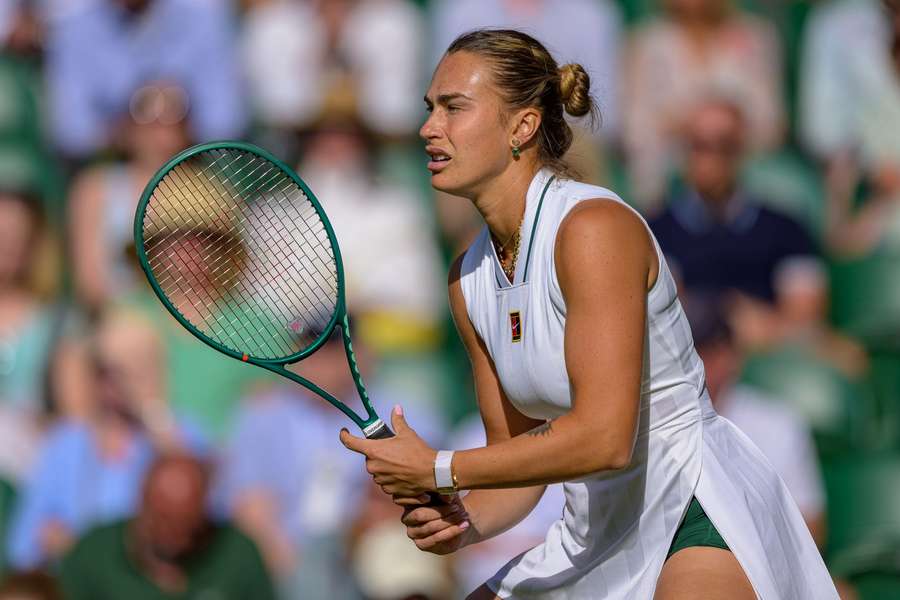 Sabalenka in action at a sunny Wimbledon