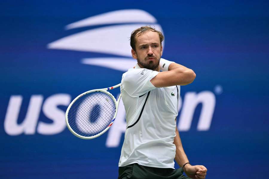 Daniil Medvedev în timpul meciului de la US Open împotriva lui Hugo Gaston Daniil Medvedev în timpul meciului de la US Open împotriva lui Hugo Gaston