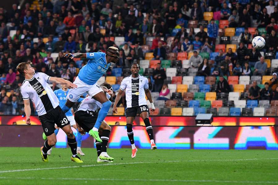 Osimhen scoring against Udinese on Monday