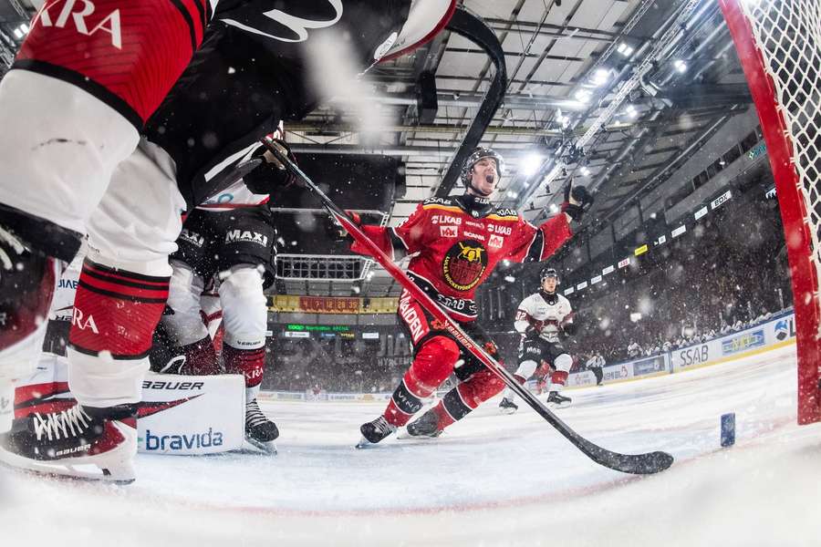 Filip Eriksson scores the first of his three for Lulea