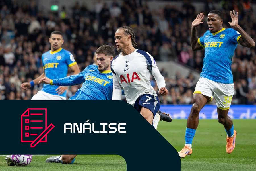 Santiago Bueno, do Wolves, enfrenta Xavi Simons, do Tottenham