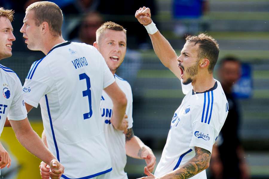 FCKs Diogo Goncalves til 0-2 under superligakampen mellem Lyngby Boldklub og FC København lørdag den 22. juli 2023