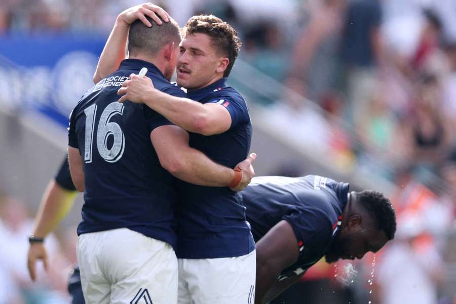 The French players celebrate their victory over their biggest rivals