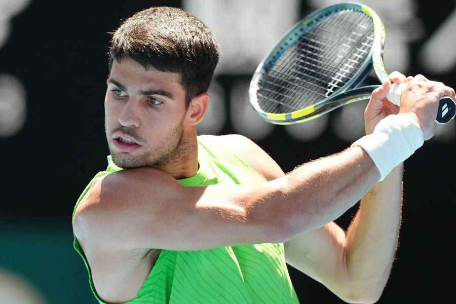 Carlos Alcaraz em ação no Open da Austrália