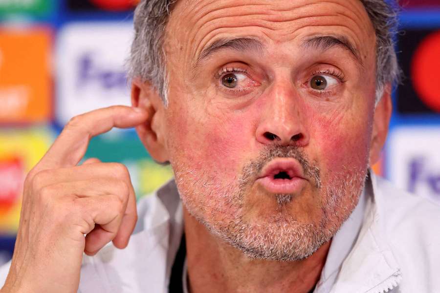 Paris St Germain coach Luis Enrique during the press conference