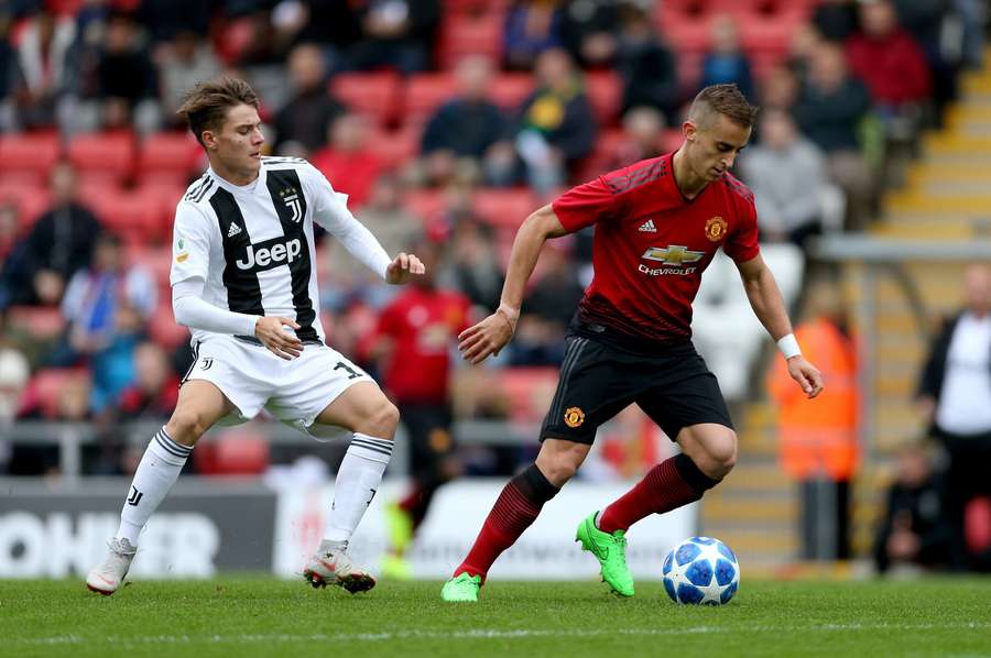 Luca Ercolani (right) playing for Manchester United in the Youth League against Nicolo Fagioli and Juventus. Luca Ercolani (right) playing for Manchester United in the Youth League against Nicolo Fagioli and Juventus.