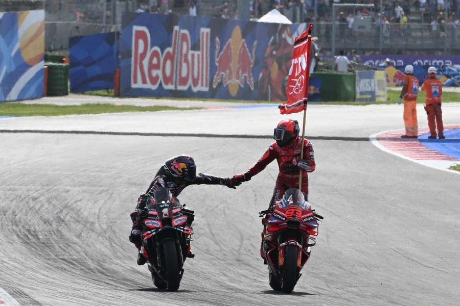 Marc Marquez celebrates win