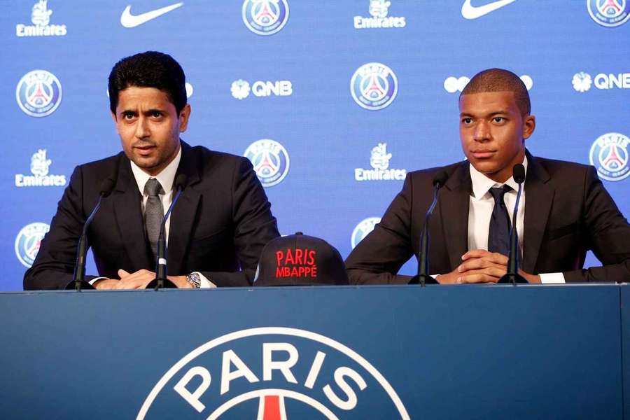 Liderul PSG, Al Khelaifi și Kylian Mbappe