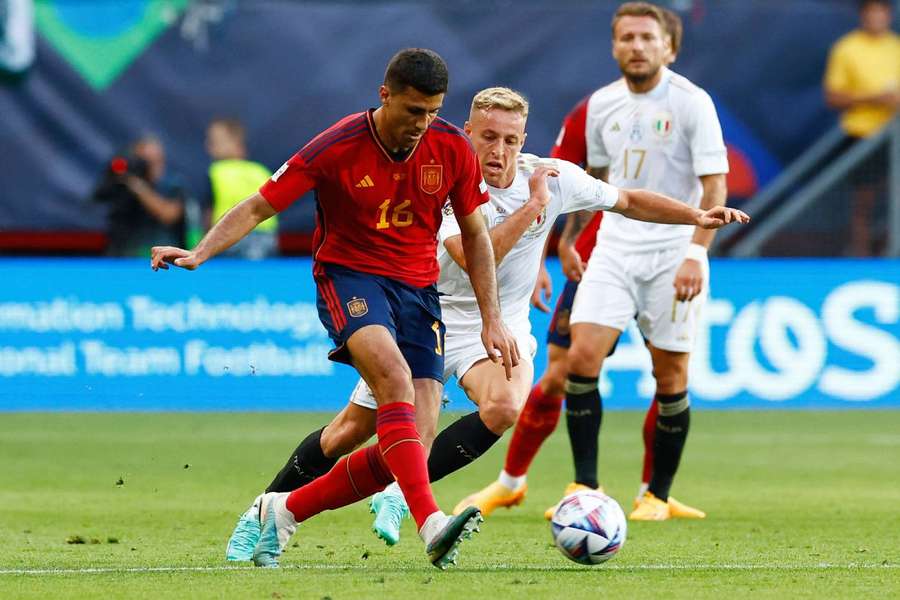 Rodri in action for Spain against Italy