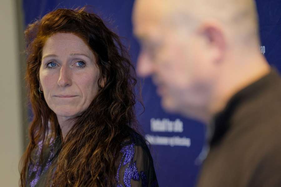 Lise Klaveness auf der Pressekonferenz am Montag.