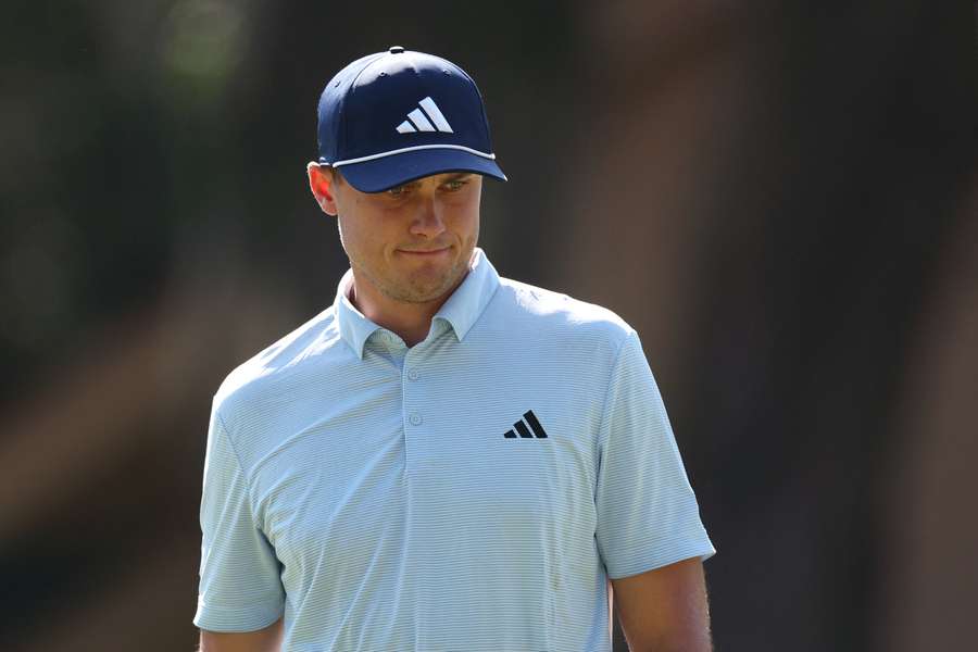 Ludvig Aberg looks on from the second green during the first round of the RBC Heritage