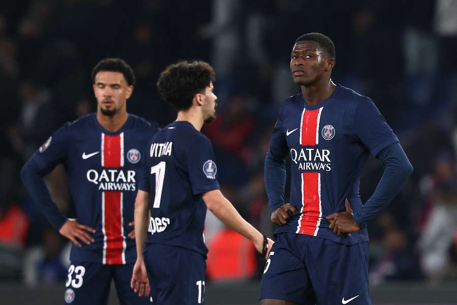 Nuno Mendes looks on after PSG suffer a shock defeat to Nice