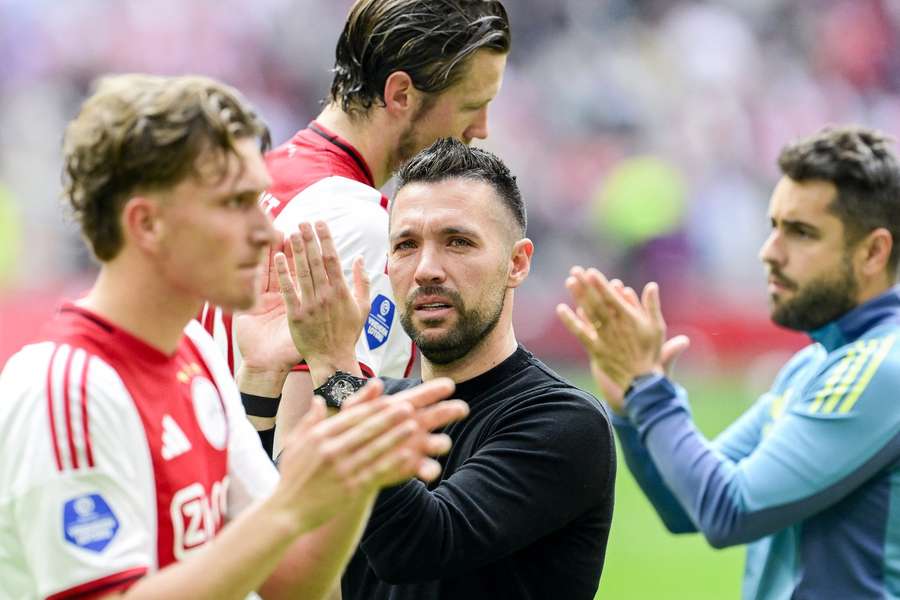 Francesco Farioli was visibly emotional after Ajax's 2-0 win over FC Twente