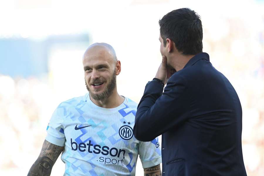 Dimarco con Chivu Dimarco con Chivu